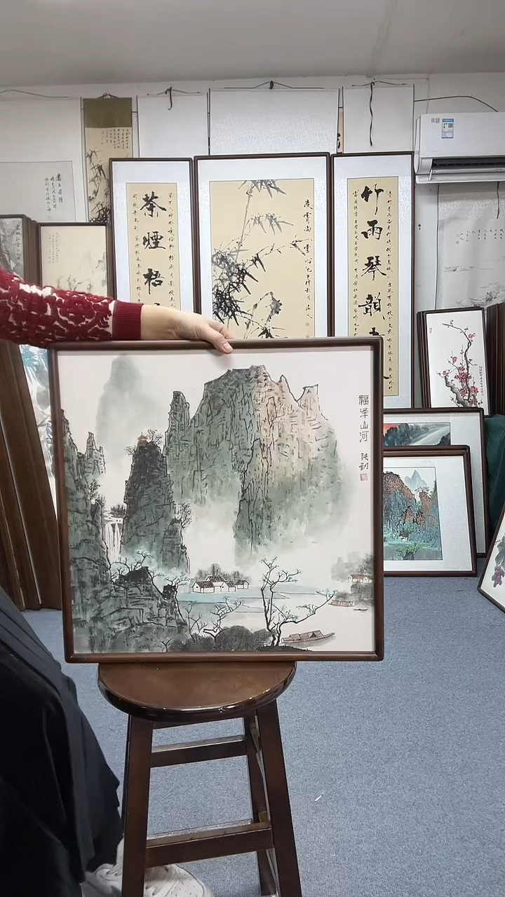 国画尺寸52*52实木画框京东包邮手绘