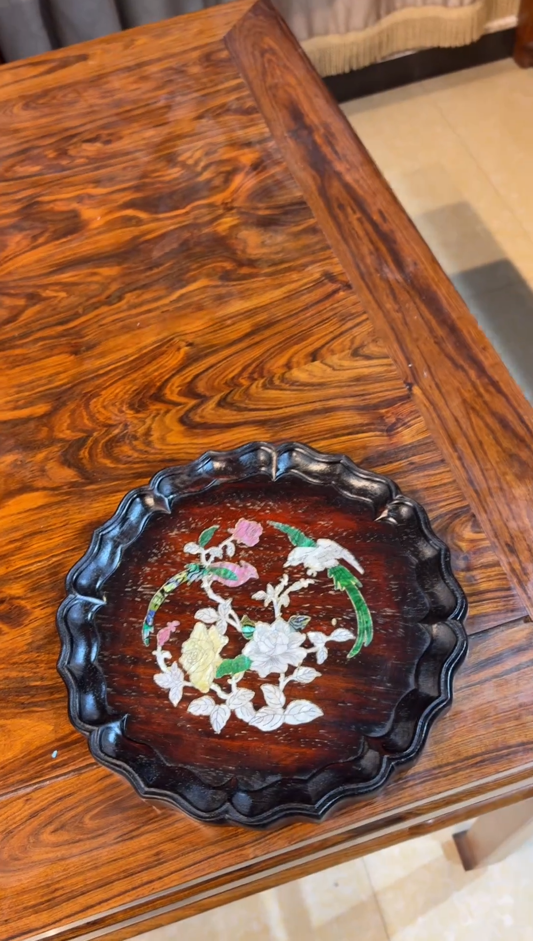 M**易小叶紫檀圆形茶盘