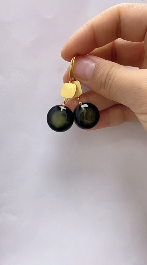 【闪购商品】琥珀裸石银S925镶嵌琥珀耳坠