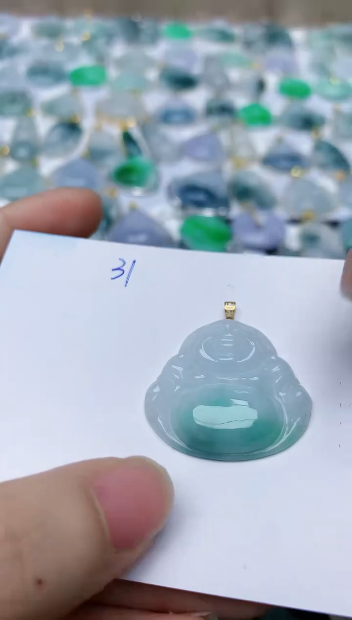 【闪购商品】翡翠颈饰18K金镶嵌天然翡翠A货    31