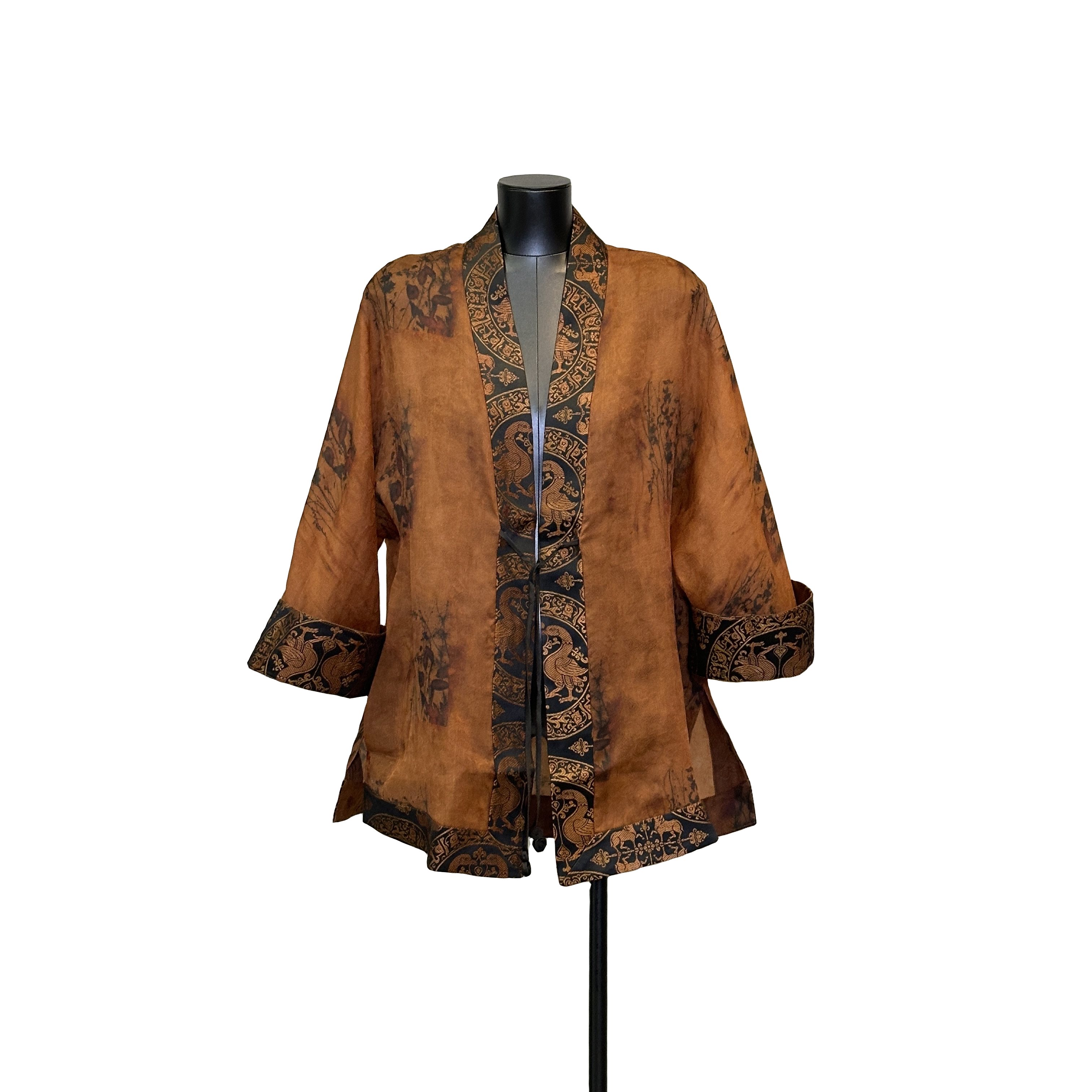 「利琪高订」 春季新款新中式时尚复古微透香云纱拼宋锦外套A5078