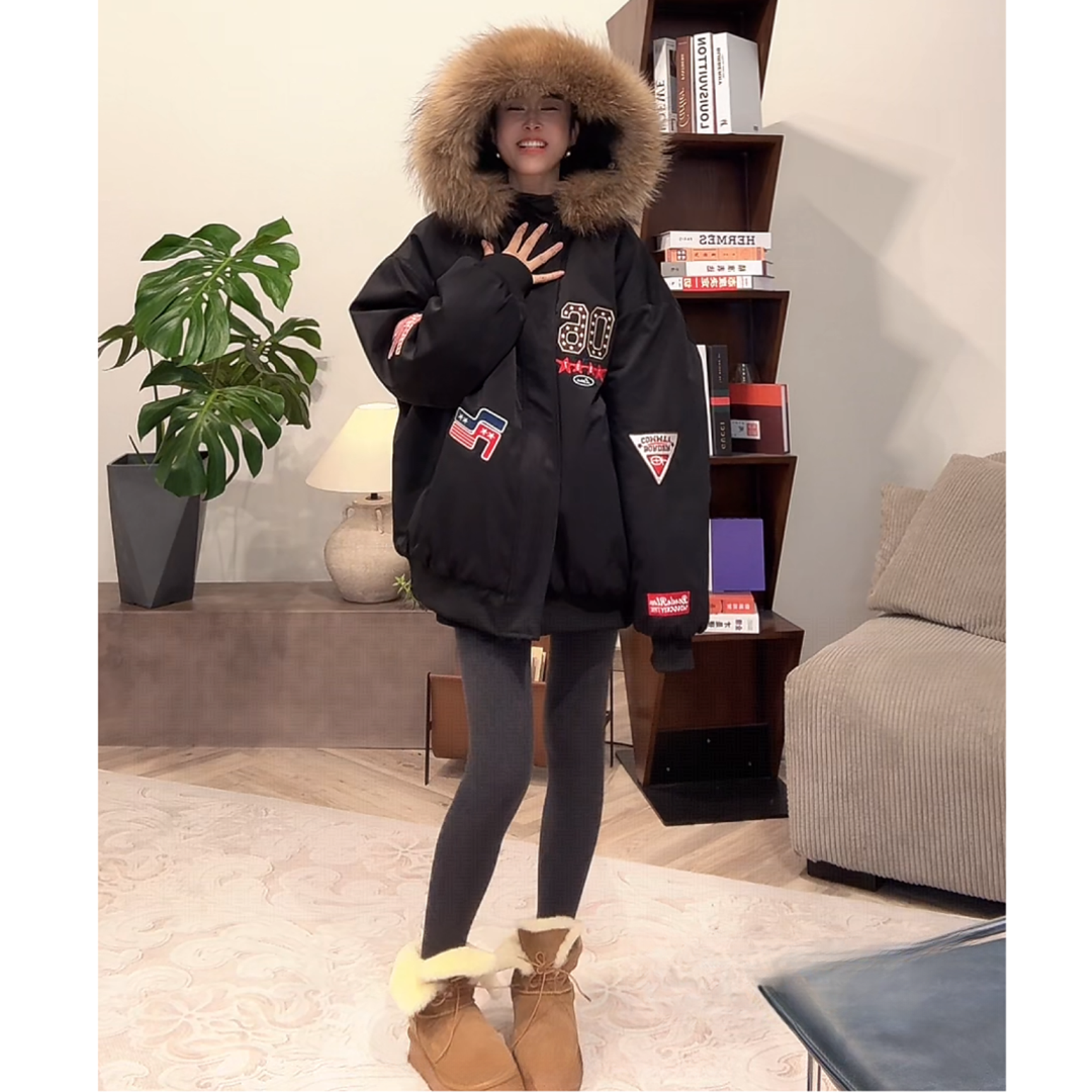 ZUOXIAOQI现货】腊肠狗狐狸毛领加厚棉服42（衣长74-78/胸围154-162