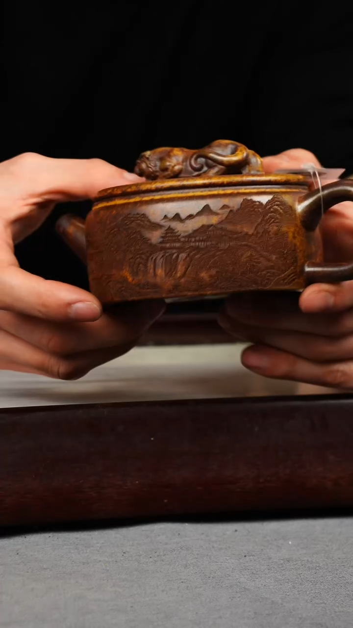 【闪购商品】紫砂茶壶龙骨金砂 虎钮汉瓦 观山