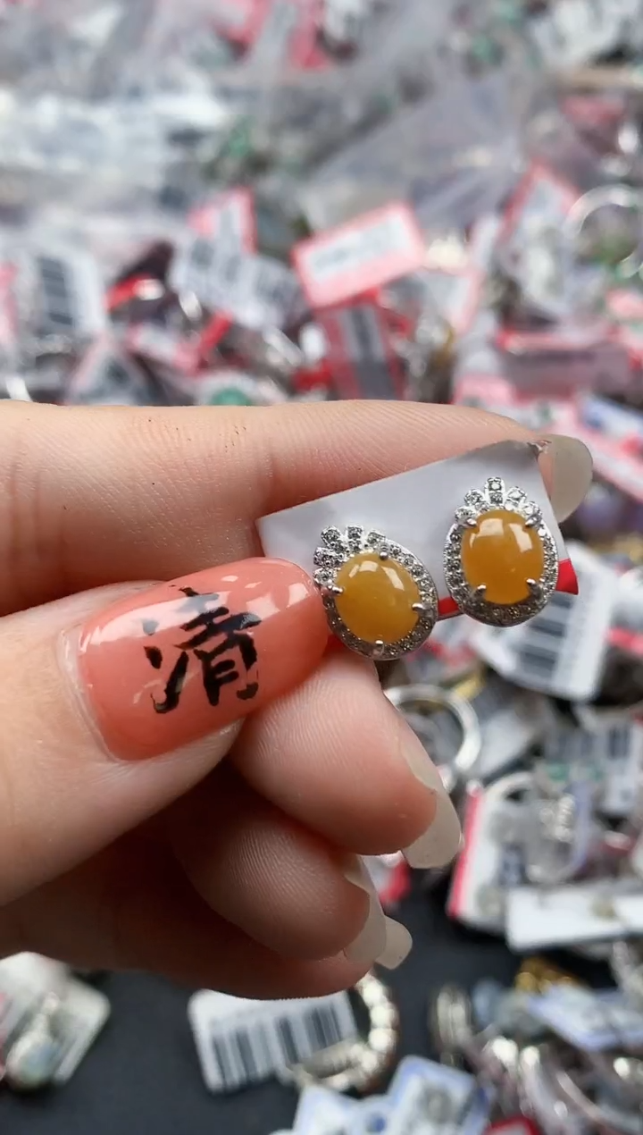 银S925镶嵌戒指翡翠天然A货缅甸翡翠