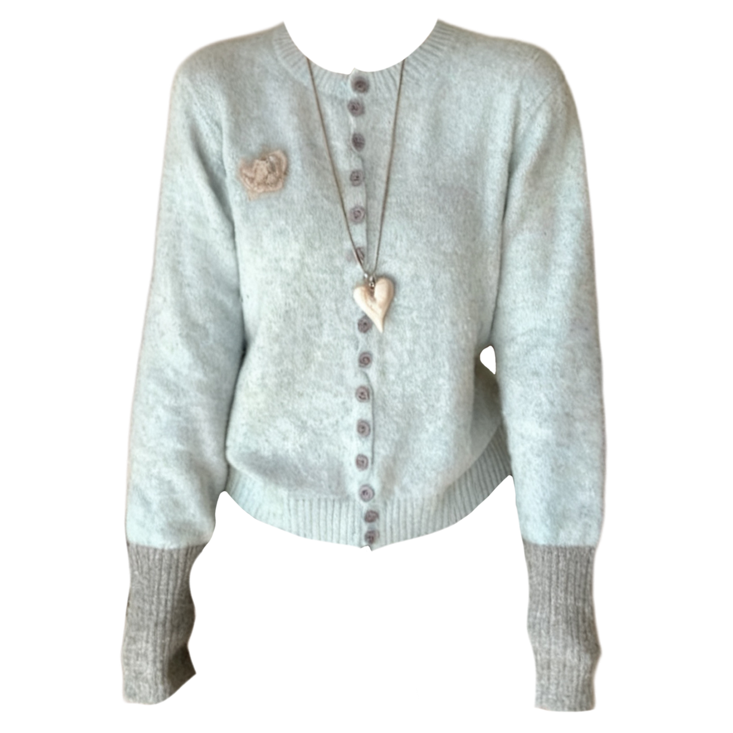 大码胖MM韩系温柔慵懒风撞色纽扣针织开衫女长袖秋冬新款拼接毛衣