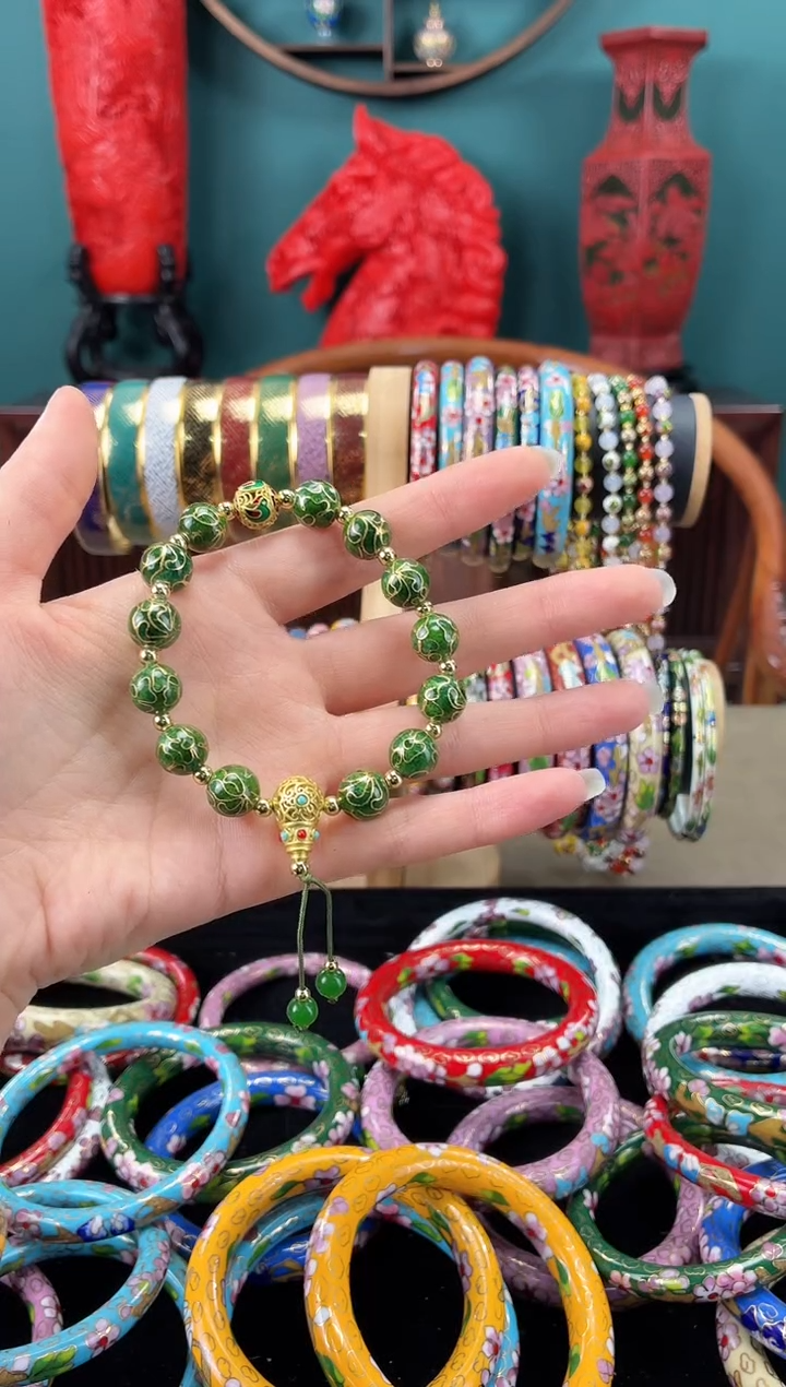 景泰蓝绿色万花款