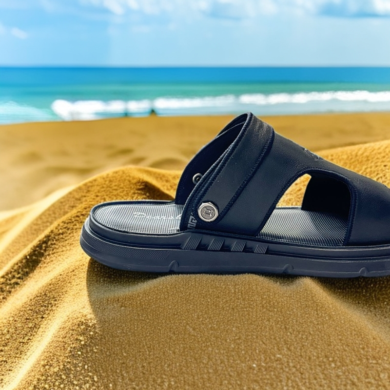 夏季真皮休闲防滑休闲男士沙滩鞋 55509