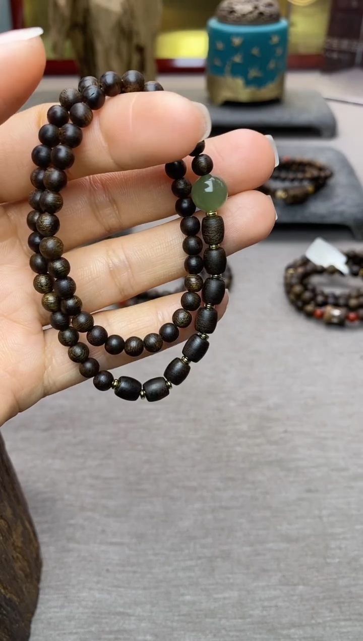 【闪购商品】沉香手串顺化紫棋05+白棋8颗 双圈沉水