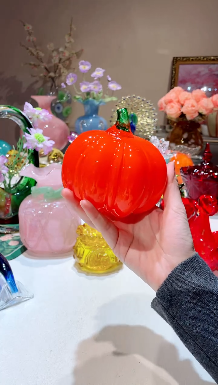 【闪购商品】琉璃手工艺品橙红南瓜  微瑕