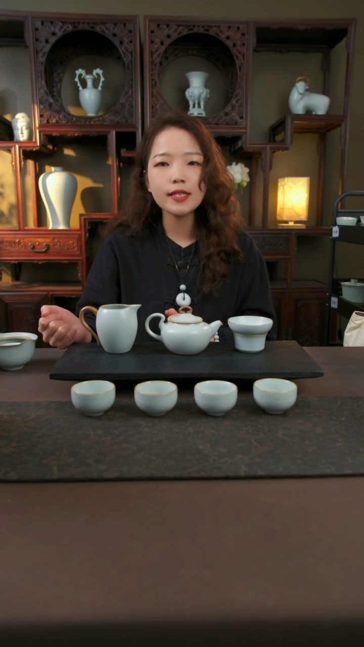 【闪购商品】杯悠然温文套组，开片和不开片可选，默认开片