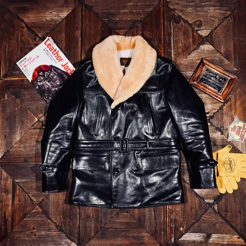 重磅盔甲 美式复古经典双排扣740农场主马皮皮衣大衣外套