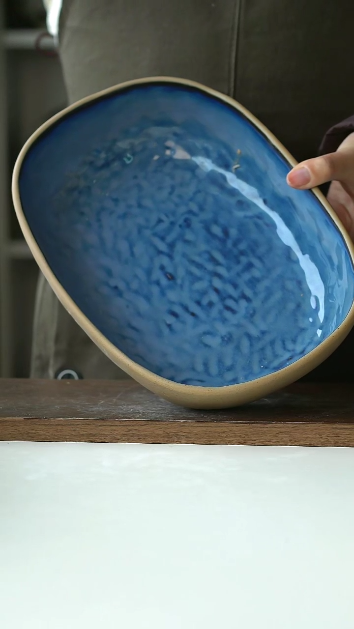 【闪购商品】陶瓷出意大利蓝椭圆烤盘26.5cm@4-2@