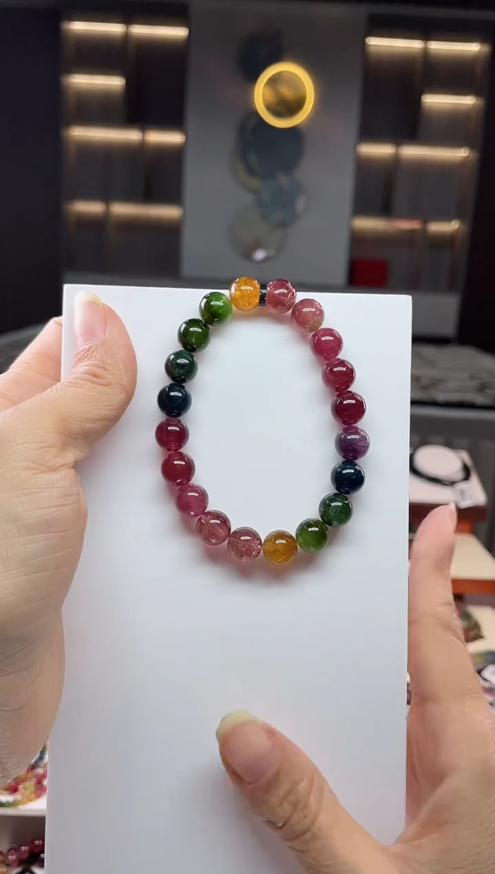 未镶嵌老矿碧玺彩虹单圈手串9mm+碧玺（多样性发一条）Q