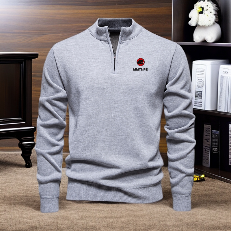 猛犸长袖卫衣男士2025秋冬新款针织立领半拉链休闲百搭纯色上衣