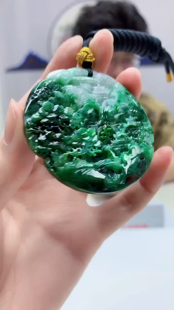 【闪购商品】定制翡翠未镶嵌4688zm-毛货挂件山水153