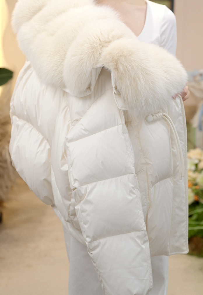 【77-甄选大朵绒】秋冬新款 洋气时尚可拆卸白色百搭冬季保暖大毛领