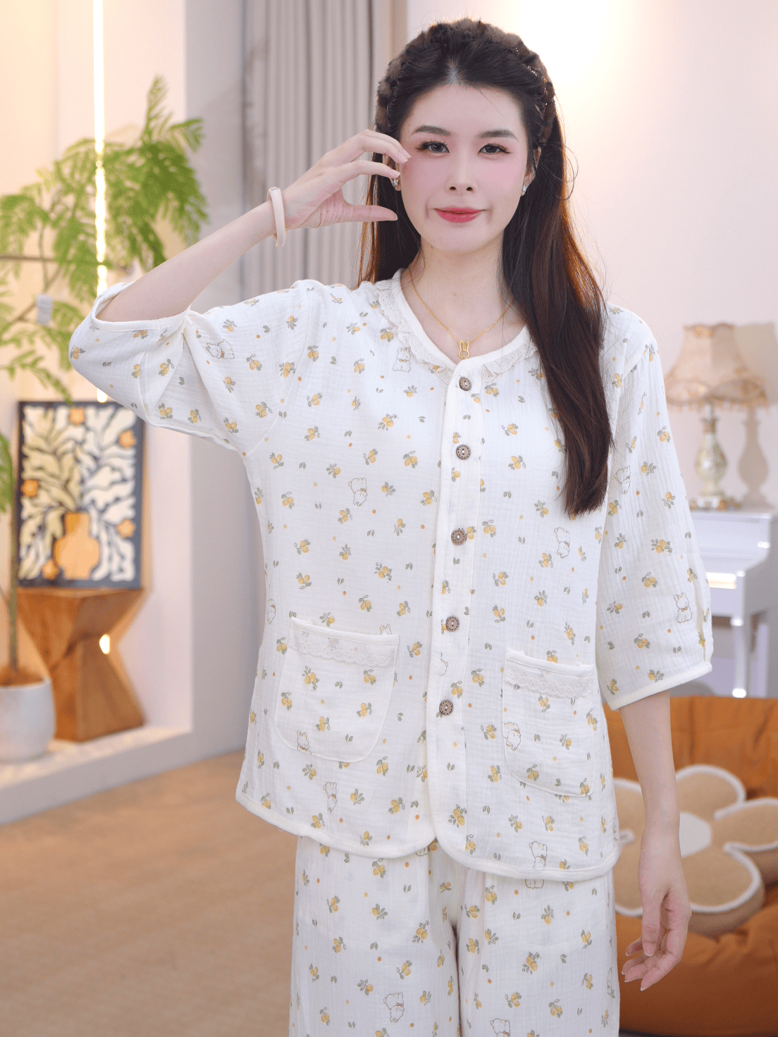 【纯棉时代】2025夏款女士舒适纯棉睡衣家居服薄款AYR