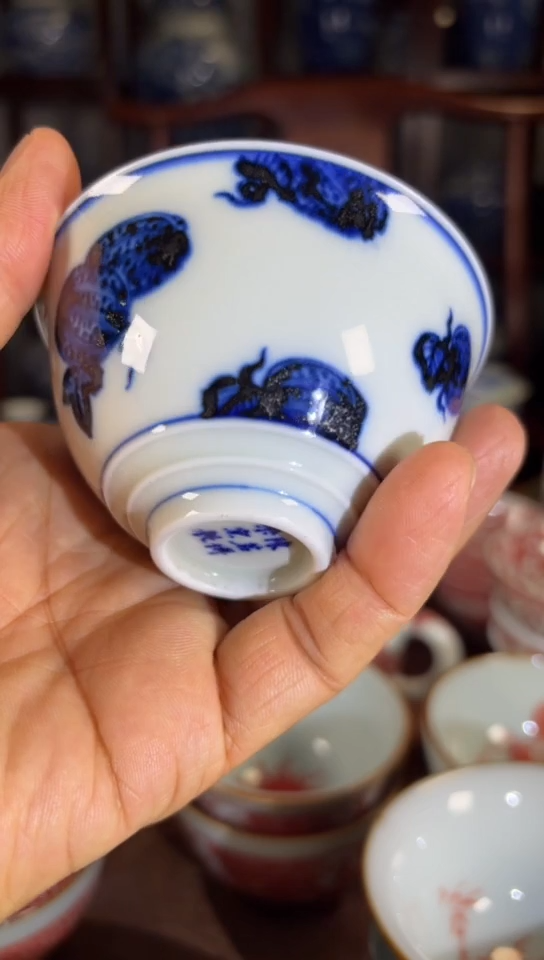 柴窑青花西瓜杯杯