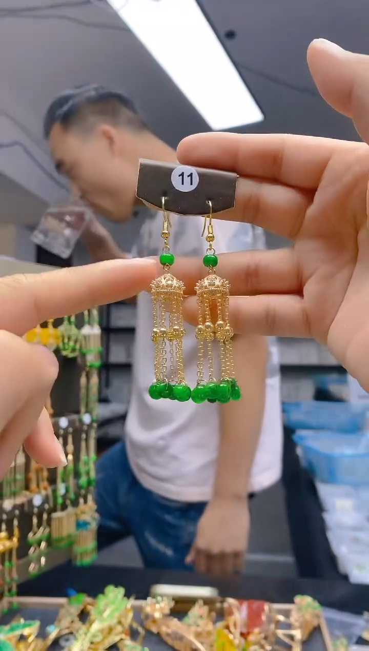 【闪购商品】翡翠耳饰合金0393翡翠耳钩