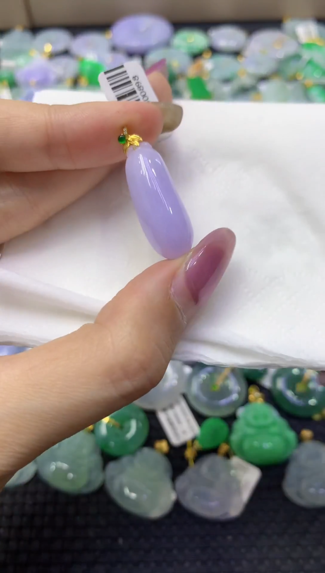 颈饰18K金镶嵌翡翠天然缅甸翡翠A货