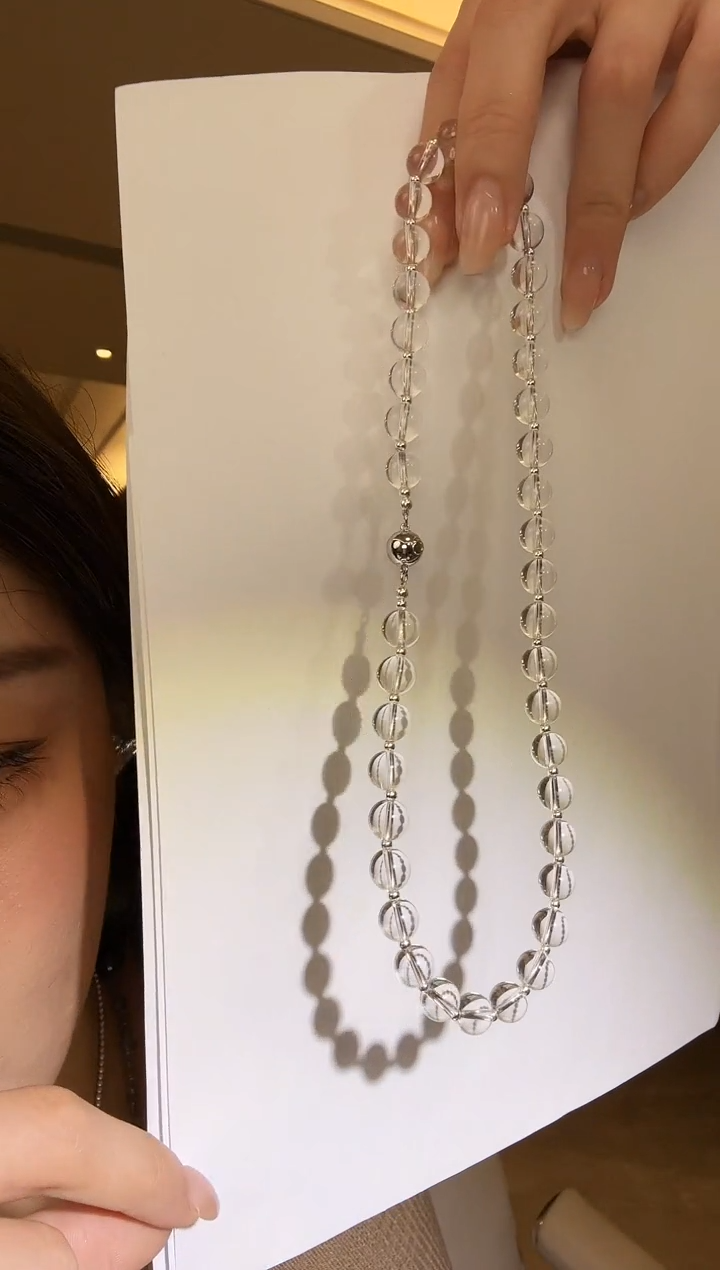 银S925镶嵌颈饰水晶shinybox天然水晶系列雪山朝露天然白水晶顶链