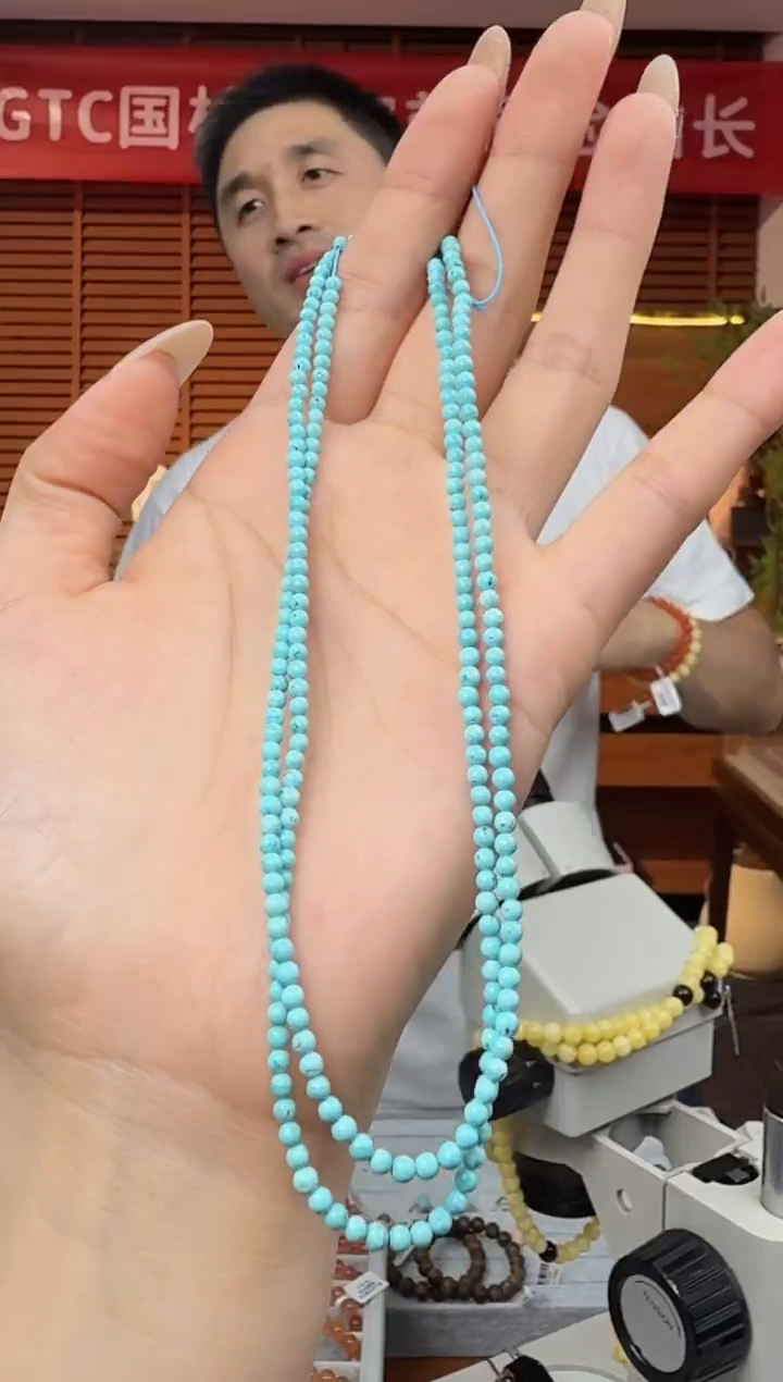 未镶嵌绿松石颈饰绿松石小米珠项链约3mm