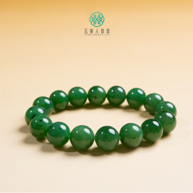 菲菲珠宝好/和田玉单圈-圆珠手串约12mm-多样性发一