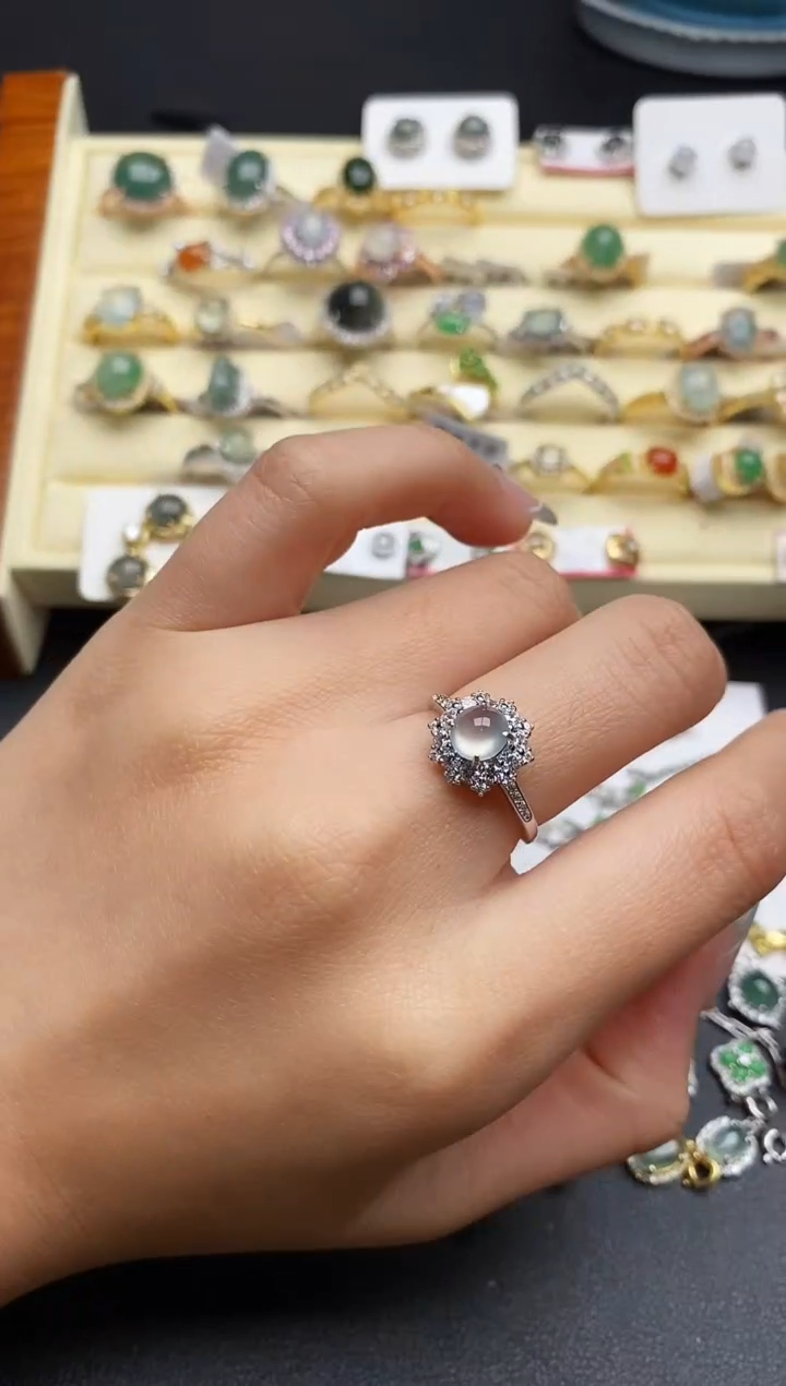 【闪购商品】翡翠戒指银S925镶嵌333333333+7