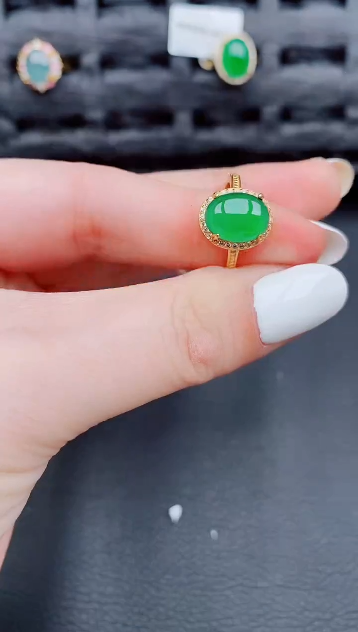 【闪购商品】翡翠戒指银S925镶嵌天然a货翡翠382