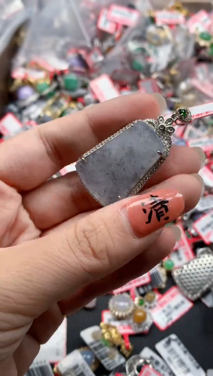 银S925镶嵌戒指翡翠天然A货缅甸翡翠