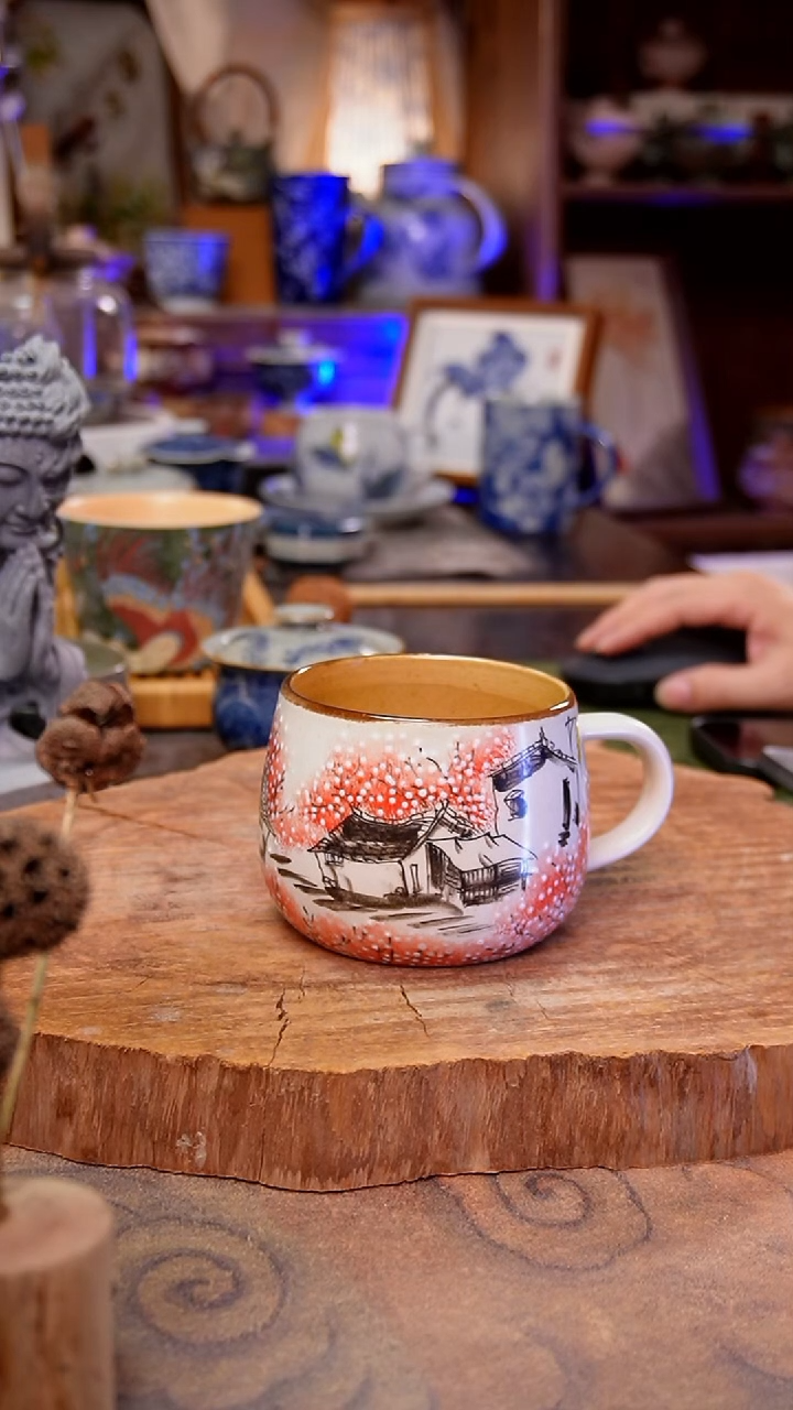 杯子桃花手工手绘手工手绘