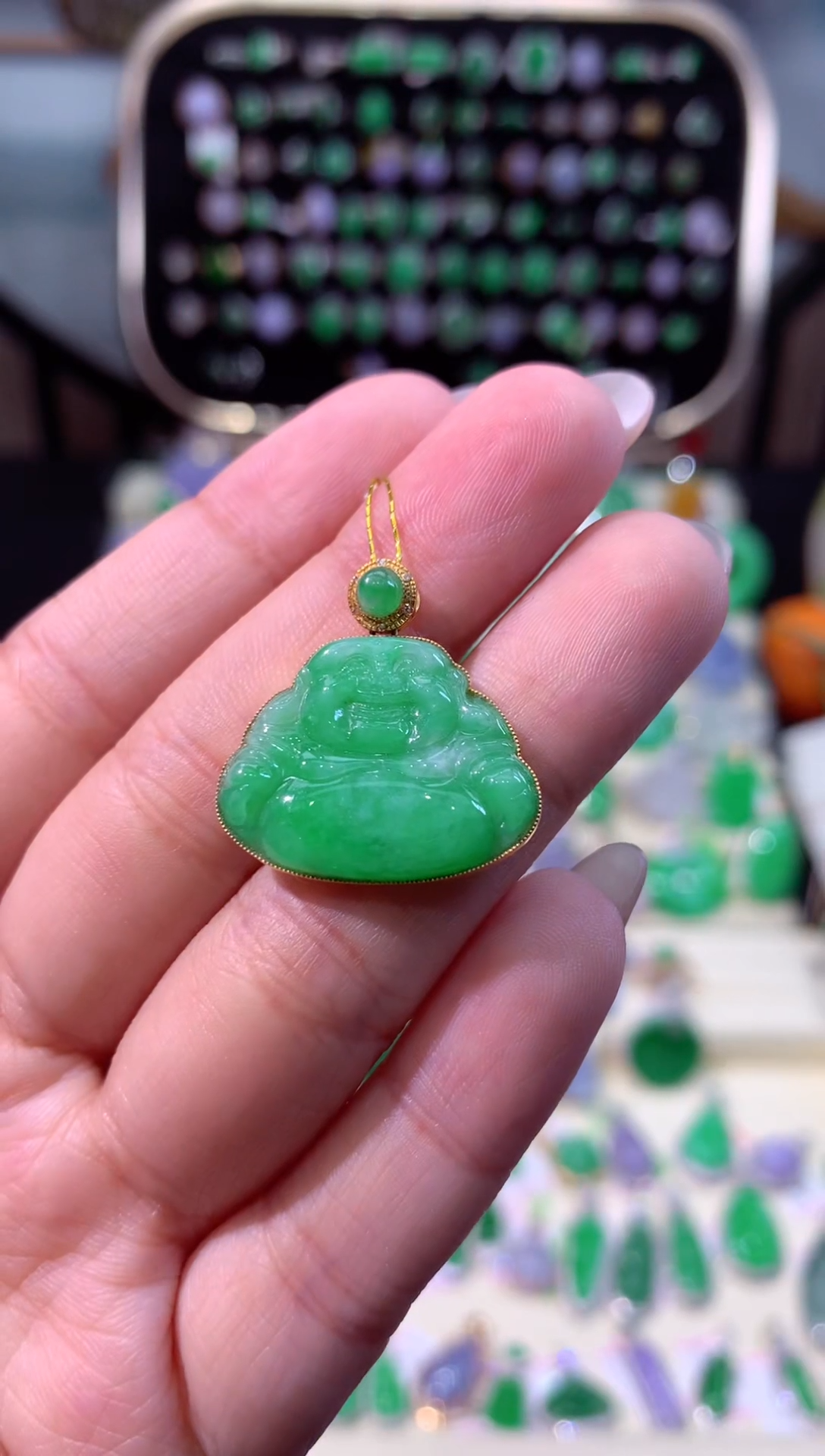 【闪购商品】翡翠颈饰18K金镶嵌缅甸天然A货翡翠