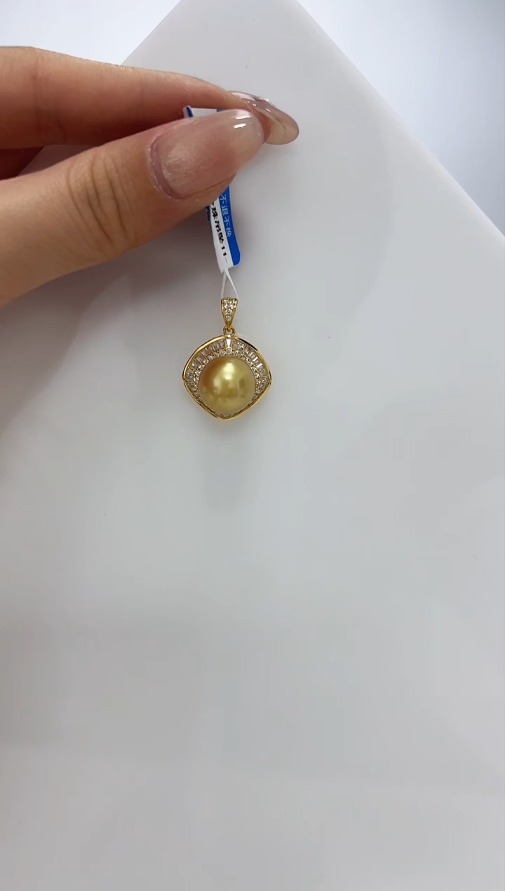 【闪购商品】海水珍珠DA银S925镶嵌j203 金珠吊坠12
