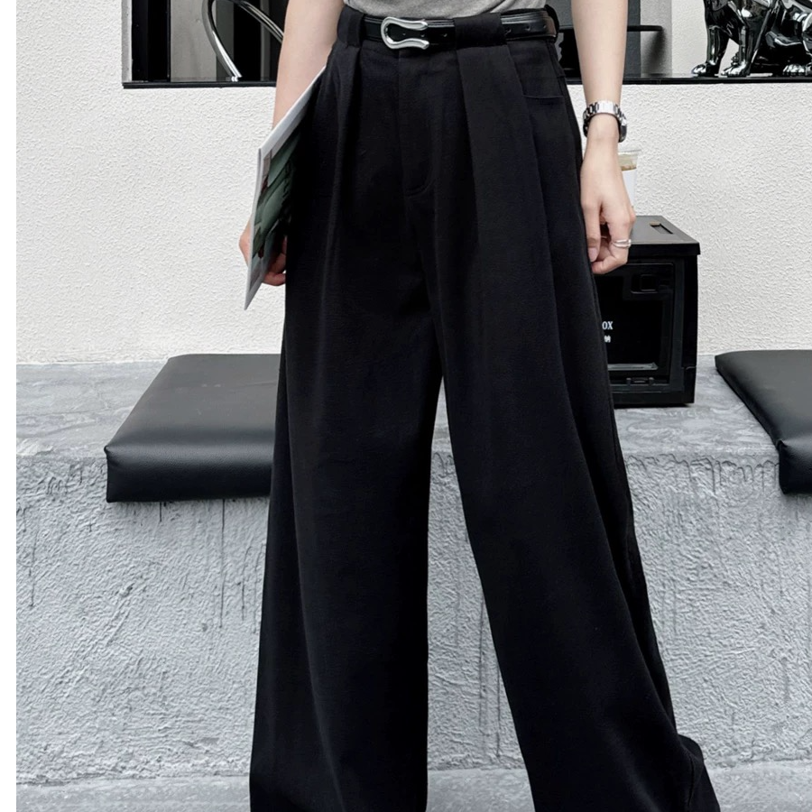 【7705】春季新款正版黑色高级感显瘦西装TR斜纹面料垂感气质长裤