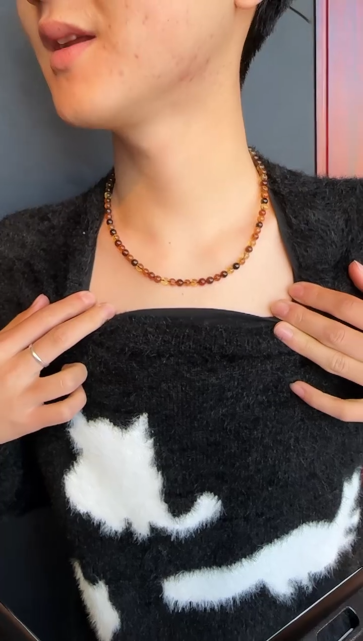 琥珀颈饰未镶嵌#42缅甸琥珀多宝妈妈链6mm