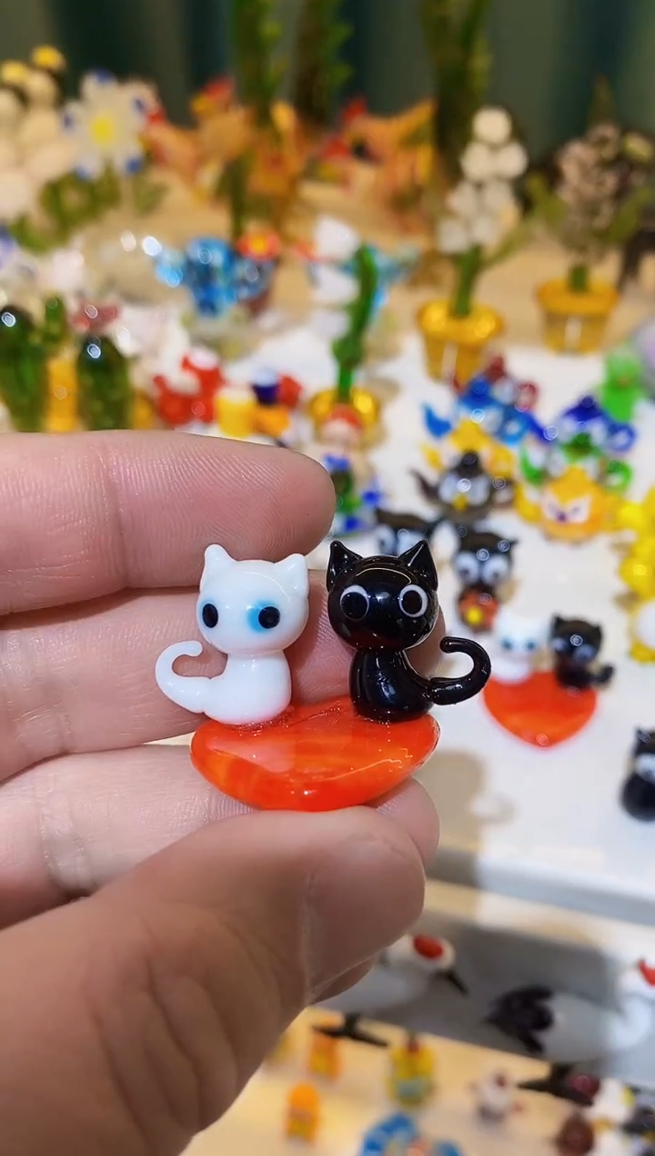 【闪购商品】琉璃手工艺品爱心猫