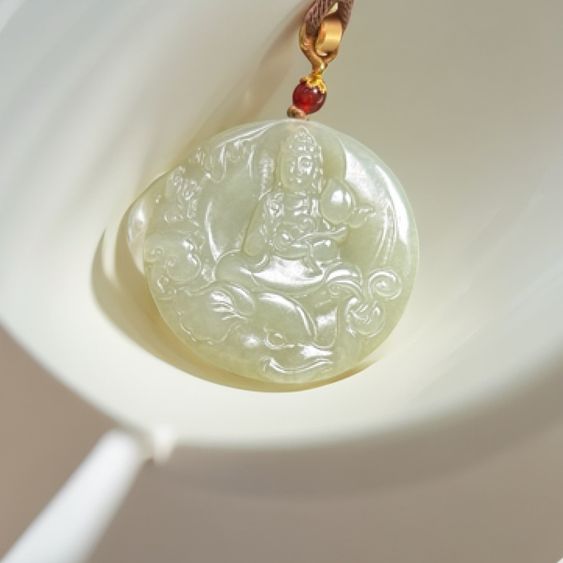 保真和田玉普贤观音时尚吊坠百搭精雕拍一发一手工精致气质