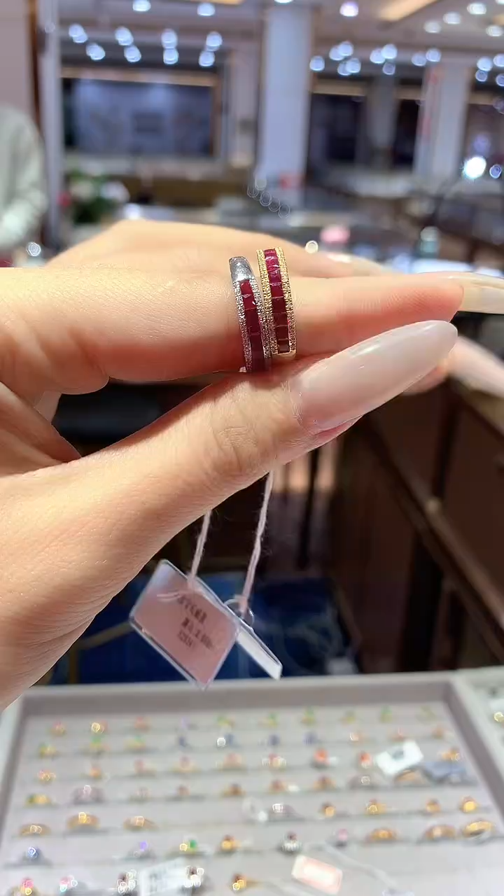 【闪购商品】红宝石戒指18K金镶嵌戒指多样性发一