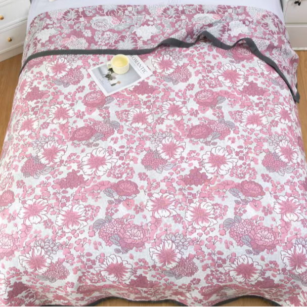 汉麻纱布盖毯--绣球花粉200*230