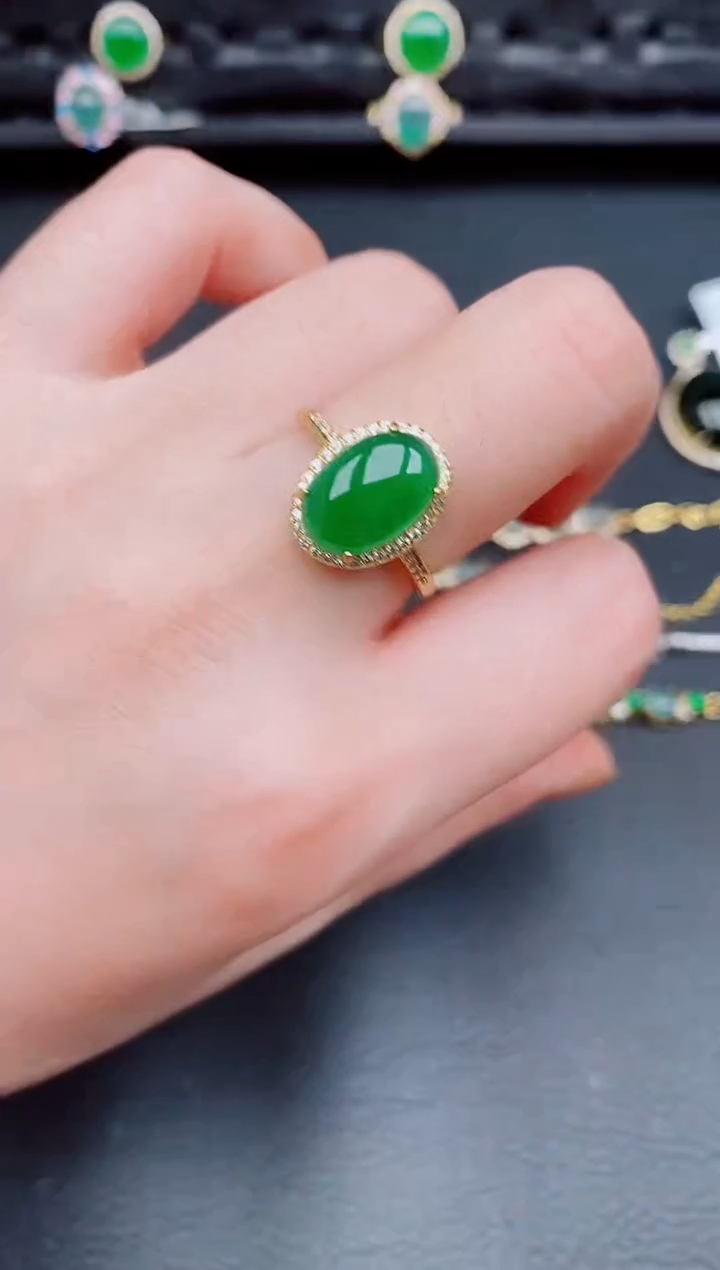 【闪购商品】翡翠戒指银S925镶嵌天然a货翡翠289