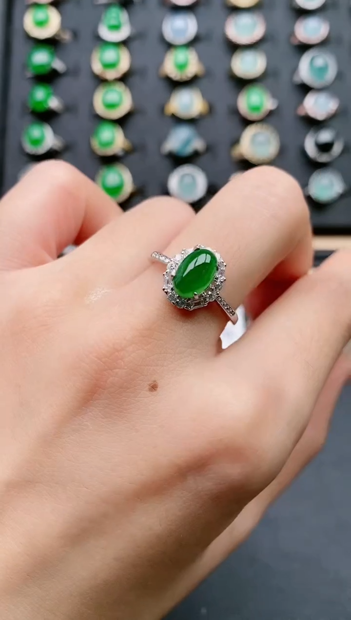 【闪购商品】翡翠戒指银S925镶嵌1111