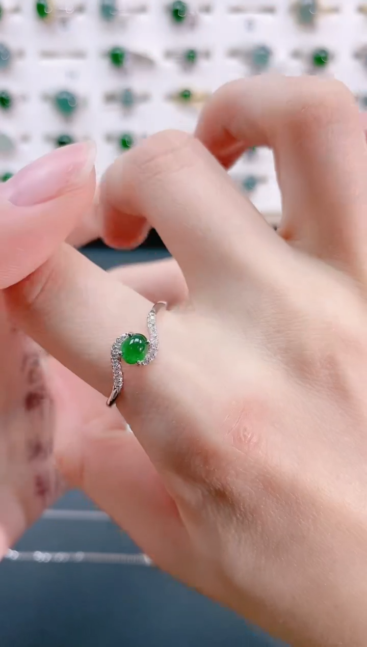 【闪购商品】翡翠戒指银S925镶嵌天然翡翠