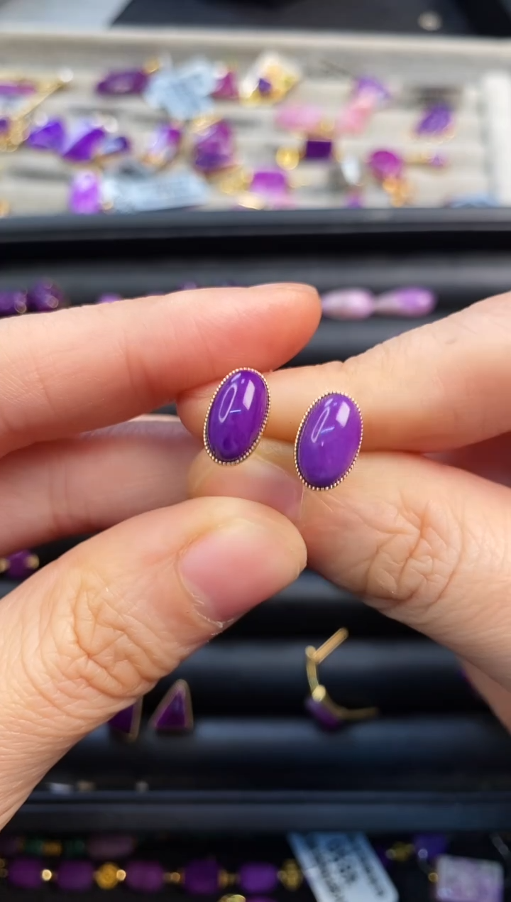 苏纪石（舒俱来）18K金镶嵌耳饰1