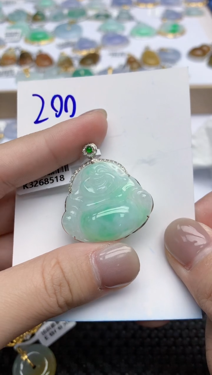 【闪购商品】翡翠颈饰18K金镶嵌天然翡翠A货