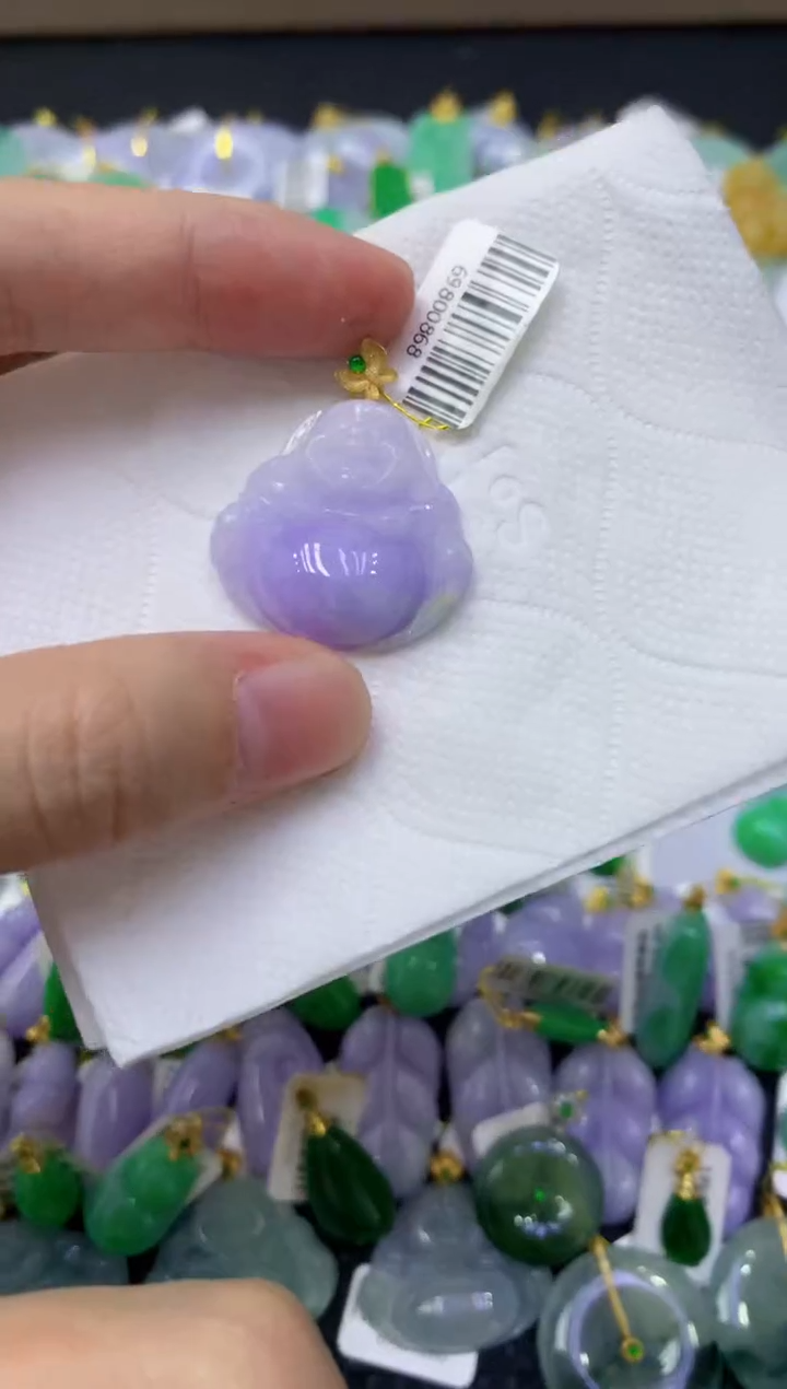 颈饰18K金镶嵌翡翠天然缅甸翡翠A货