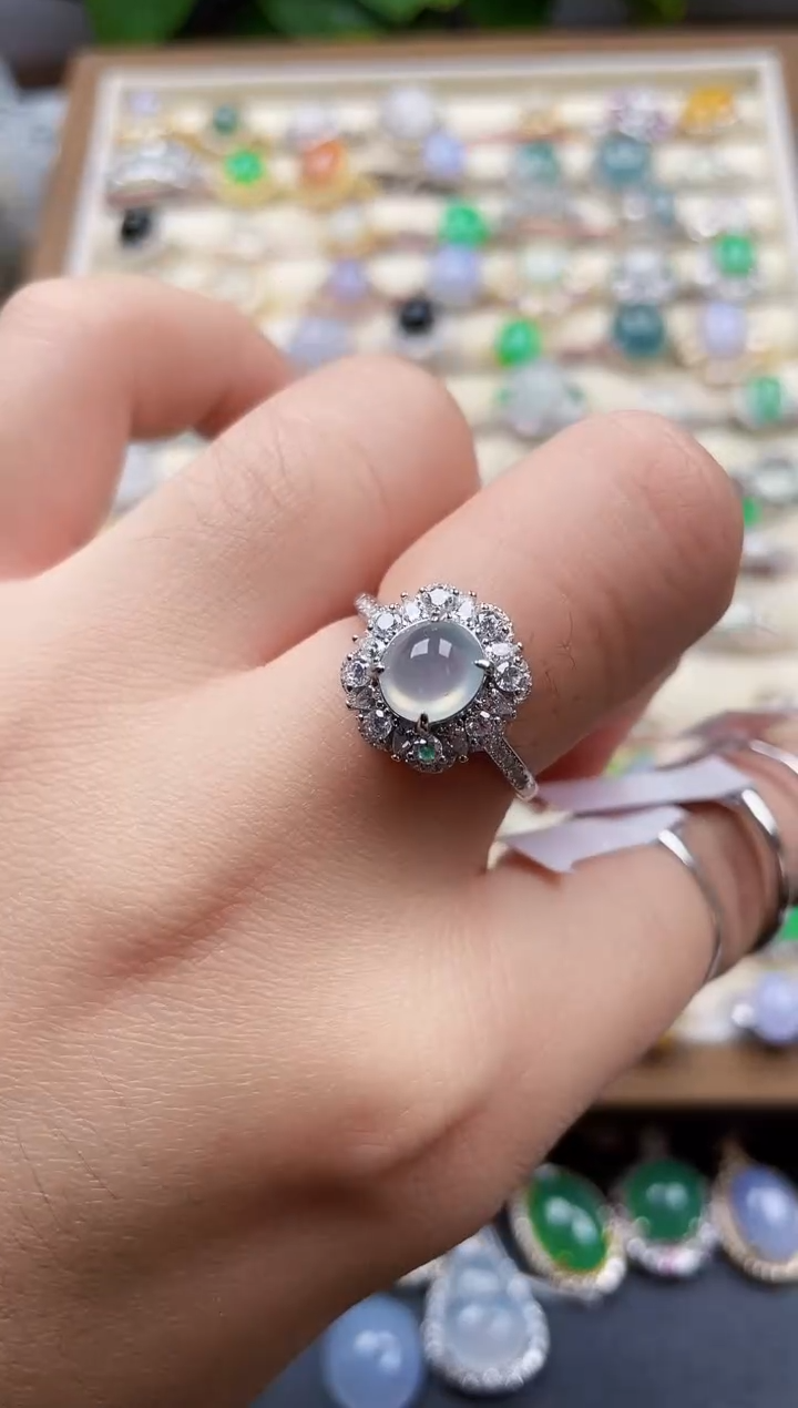 银S925镶嵌戒指翡翠208