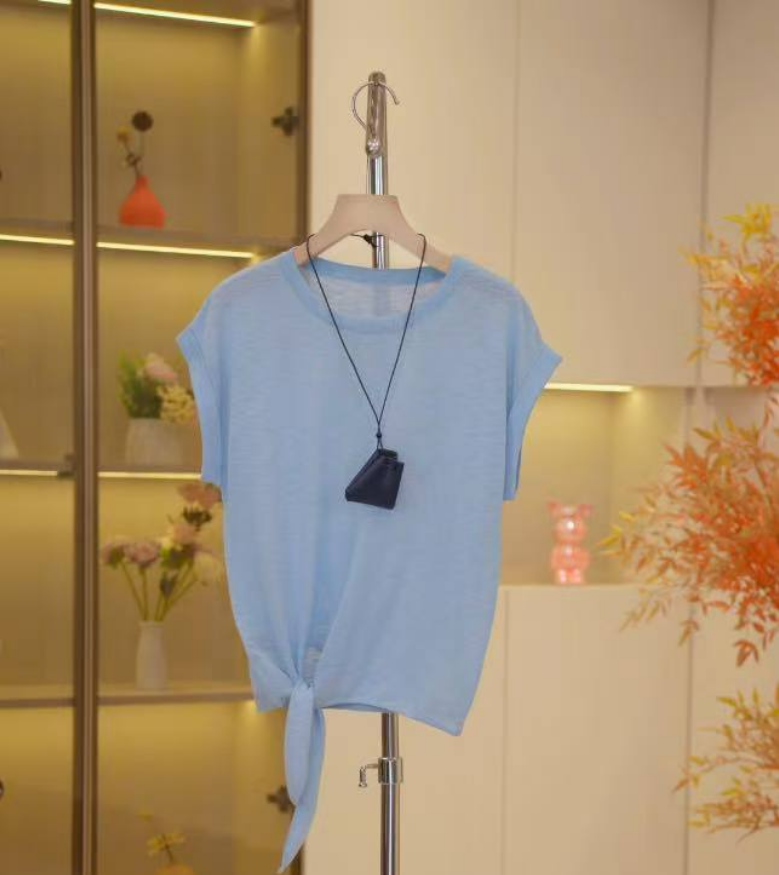 夏上新AIMISTYLE圆领绑带设计感针织衫