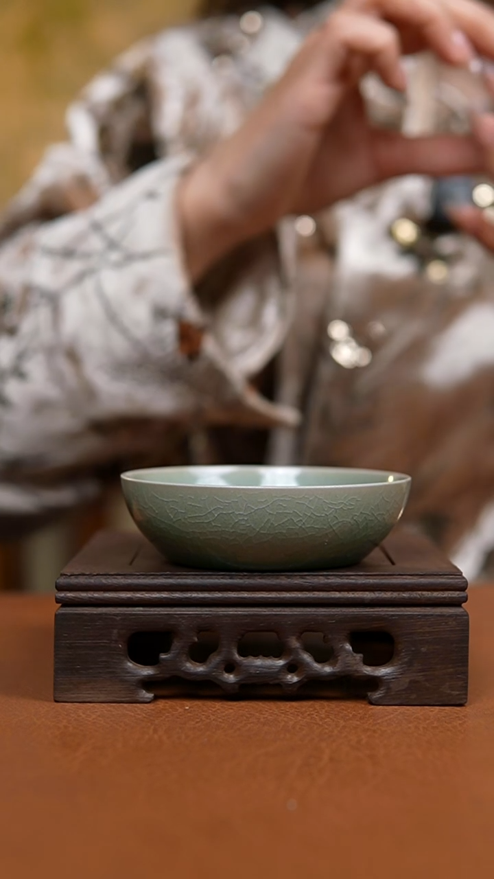 杯仿古翡翠绿釉超薄普洱杯瑕