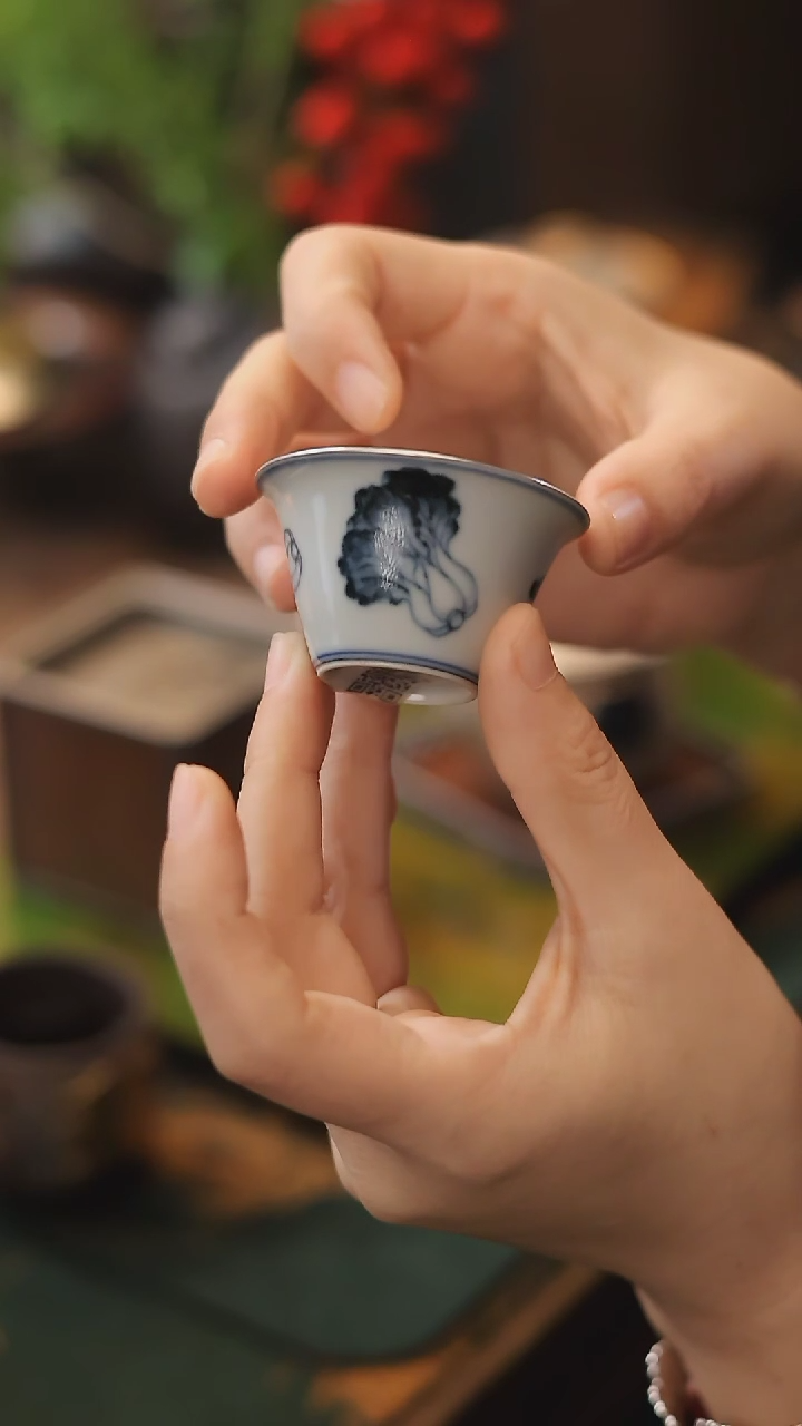 【闪购商品】【老王】青花白菜内银杯