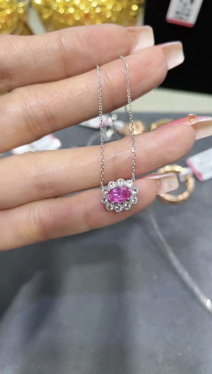 【闪购商品】彩色蓝宝石项链18K金镶嵌·